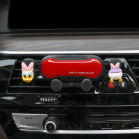 火豹车载手机支架可爱卡通导航车上用支撑架汽车出风口支夹架装饰女神 6点支架红色-黛丝手机座