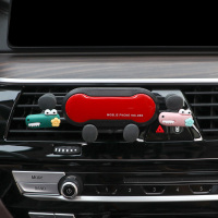 火豹车载手机支架可爱卡通导航车上用支撑架汽车出风口支夹架装饰女神 6点支架红色-小鳄鱼头绿色+粉色手机座