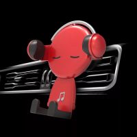 火豹汽车用品手机支架重力感应车载出风口汽车支架卡通创意导航 音乐先生[中国红]手机座