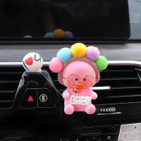 火豹汽车用车载手机支架可爱女手机架导航架卡通车内出风口车上支撑架 坐姿粉鸭彩球-带气球手机座