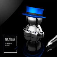 火豹新款汽车疯帽子可爱萌小人磁性手机支架磁铁导航手机车载支架 座式款-魅力蓝手机座