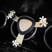 火豹手机车载支架重力感应出风口卡扣式车用镶钻通用汽车导航支架女士 金[镶钻小白花]手机座