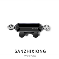 火豹创意镶钻车载手机支架女汽车出风口导航支架卡扣式重力支撑架通用 手机支架-皇冠2号(黑灰色)手机座