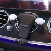 火豹手机车载支架出风口卡扣式汽车导航支撑架可爱卡通车内装饰用品女 白云朵支架手机座