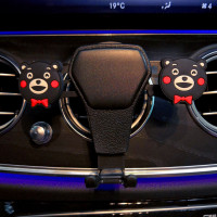 火豹创意车载手机支架可爱卡通女汽车用风口手机架重力感应车上支撑架 支架[黑]两胶片黑熊手机座