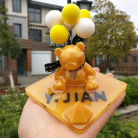 火豹帕顿熊滴胶手机支架网红熊摆台摆件抖音快手创意礼品桌面少女心 帕斯顿熊(金色气球款)底座尺寸10*10cm手机座