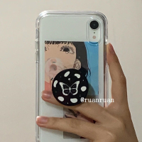 火豹阮阮自制黑白蝴蝶气囊支架可伸缩酷女孩桌面追剧手机通用手机座