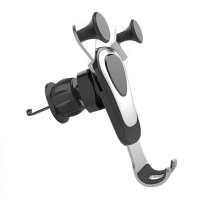 火豹新款车载手机架出风口竖条支架导航座架长安CS5 荣威R5 捷途0 银色(螺旋钩)手机座