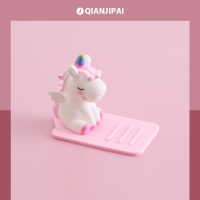 火豹独角兽桌面子支撑懒人可爱创意卡通会给懒人便携 粉色手机座