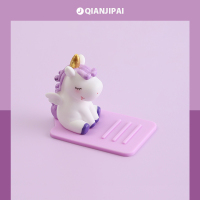 火豹独角兽桌面子支撑懒人可爱创意卡通会给懒人便携 紫色手机座