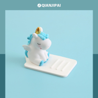 火豹独角兽桌面子支撑懒人可爱创意卡通会给懒人便携 蓝色手机支架手机座