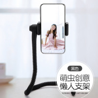 火豹抖音毛毛虫八爪鱼懒人手机支架床头桌面多功能自拍床上用户外设备支撑支夹网课便携拍照辅助工具 [黑色]任意角度手机座