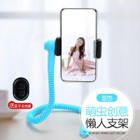 火豹抖音毛毛虫八爪鱼懒人手机支架床头桌面多功能自拍床上用户外设备支撑支夹网课便携拍照辅助工具 [蓝色+蓝牙遥控手机座