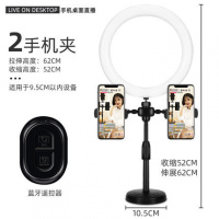 火豹网红手机支架多机位桌面床头床上补光灯自拍看电视拍视频户外设备多功能通用简约固 桌面双手机款+26cm补光灯手机座