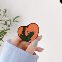 火豹折叠爱心手机支架韩国可爱卡通情侣通用追剧伸缩桌面指环 爱心支架-橙底大鳄鱼手机座