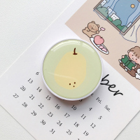 火豹滴胶小清新水果手机支架懒人桌面手机壳指环扣情侣伸缩支架个性耳机绕线器看电视折叠支架可爱配件支撑架潮牌 淡绿底梨手机座