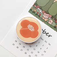 火豹滴胶小清新水果手机支架懒人桌面手机壳指环扣情侣伸缩支架个性耳机绕线器看电视折叠支架可爱配件支撑架潮牌 淡黄底橘手机座