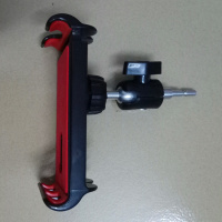 火豹悬臂架配件懒人支架手机配件桌面床头平板夹头万向双圆头三脚架夹 红色两用夹带万向头手机平板手机座