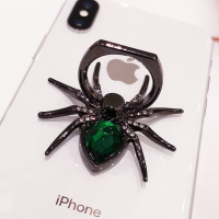 火豹手机指环扣支架水钻女款创意镶钻蜘蛛苹果vivo华为oppo手机壳拉环贴通用防丢环指扣金属多 [绿]蜘蛛支架★3手机座