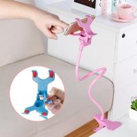 火豹手托架床上夹子手机卡扣。加长通用式桌面床头手机固定班支架 黑色手机座