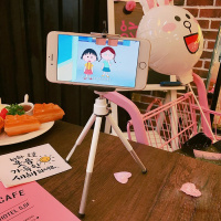 火豹桌面懒人看电视迷你支架折叠便携自拍拍照视频道具手机三脚架 白色手机支架手机座