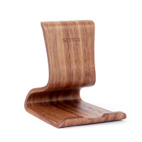 火豹木制桌面上看电视懒人iphoe通用型木质支撑便携小托架子 巧克力色(新款)手机座