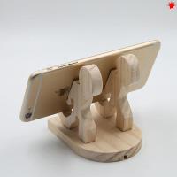 火豹手机桌面支架木头简约木质懒人床头看片平板ipd架子木制手机座 双立人手机座