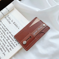 火豹手机插卡推拉式指环扣支架通用女桌面懒人看电视追剧手机背贴架粘贴式抖音支撑架指环扣便携收纳卡套 [棕色]可插手机座