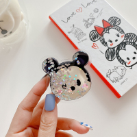 火豹流沙可爱卡通苹果手机支架懒人桌面指环扣情侣伸缩支架个性耳机绕线器看电视折叠支架可爱配件支撑架潮牌男女 米琪流沙手机座