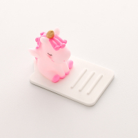 火豹手机懒人支架独角兽少女心学生用可爱个性创意桌面床头便携手机座 白色独角兽白底手机座