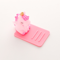 火豹手机懒人支架独角兽少女心学生用可爱个性创意桌面床头便携手机座 白色独角兽粉底手机座