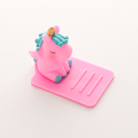 火豹手机懒人支架独角兽少女心学生用可爱个性创意桌面床头便携手机座 粉色独角兽粉底手机座