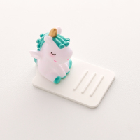 火豹手机懒人支架独角兽少女心学生用可爱个性创意桌面床头便携手机座 蓝色独角兽白底手机座