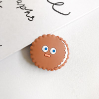 火豹日韩立体卡通头伸缩支架通用粘贴式折叠桌面手机支架可爱女款配件 棕色圆饼干手机座