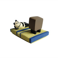 火豹ZKK日式和风温泉猫咪手机支架树脂桌面摆件泡澡黑猫手机座装饰 榻榻米看电视侧躺熊猫手机座