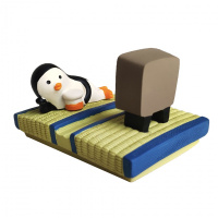 火豹ZKK日式和风温泉猫咪手机支架树脂桌面摆件泡澡黑猫手机座装饰 榻榻米看电视啤酒企鹅手机座