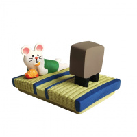 火豹ZKK日式和风温泉猫咪手机支架树脂桌面摆件泡澡黑猫手机座装饰 榻榻米看电视蜜柑鼠[鼠年新款]手机座