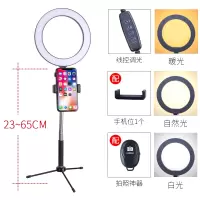 火豹手机支架补光灯自拍网红拍照三脚架拍摄抖音桌面支夹 金属伸缩款支架+8寸补光灯+单机位+自拍器手机座