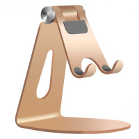火豹手机摆台支架铝合金手机支架可调节便携金属桌面平板通用苹 金色(升级加高加厚上调节款)手机座