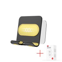 火豹手机支架懒人卧浴室卫生间厕所床头墙面壁挂式充电支架免打孔固定简约小巧简易支架z板配 黑色金属板-黄色+送胶贴款手机座