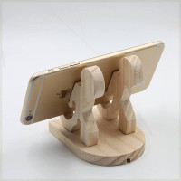 火豹ipd支架木桌上原木可爱简易平板收纳手机架看电视iphoe个性实木 双立人手机座