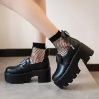 Ideamini黑色chic小皮鞋女英伦2020春季新款日系学院风cosplay厚底松糕鞋休闲鞋