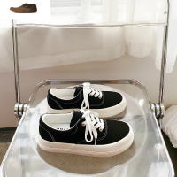 Ideamini 复古帆布鞋女ulzzang百搭松糕底港风学生2021春季娃娃鞋子休闲鞋