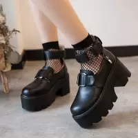 Ideamini黑色chic小皮鞋女英伦2020秋季新款日系学院风cosplay厚底松糕鞋休闲鞋
