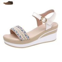 Ideamini夏天松糕厚底粗跟坡跟凉鞋女2021新款夏季百搭高跟鞋配裙子穿的鞋休闲鞋