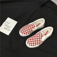 Ideaminiins同款黑白格子帆布鞋女男学生韩版ulzzang原宿低帮一脚蹬懒人鞋休闲鞋