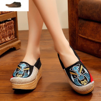 Ideamini春秋老北京布鞋女厚底京剧脸谱绣花鞋松糕懒人一脚蹬民族风女单鞋休闲鞋