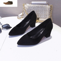 Ideamini韩版百搭大码粗跟单鞋女2021新款浅口休闲高跟鞋春秋一脚蹬女鞋子休闲鞋