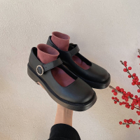 Ideamini2021新款日系小皮鞋女英伦风复古百搭浅口平底圆头搭扣玛丽珍单鞋休闲鞋