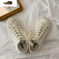 Ideamini低帮白色开口笑帆布鞋女学生韩版ulzzang百搭原宿复古港味小白鞋休闲鞋